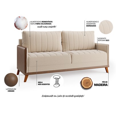 Sofá 4 Lugares Living Distreto Bronze/Durango - Vian