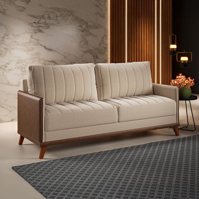 Sofá 4 Lugares Living Distreto Bronze/Durango - Vian