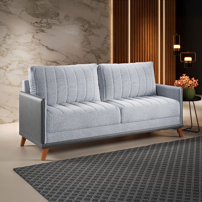 Sofá 4 Lugares Living Distreto Inox/Chumbo - Vian
