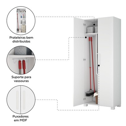 Armário Multiuso Martino 2 Portas Branco - Pnr Móveis