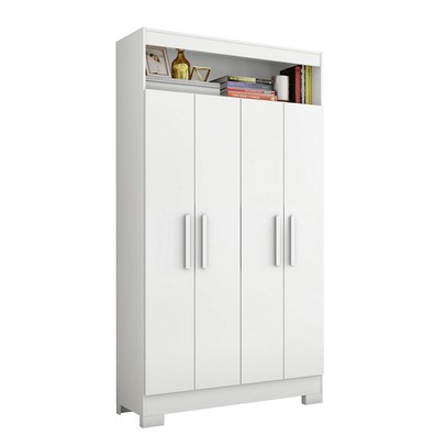 Armário Multiuso Charge 4 Portas Branco New/Rosa - Pnr Móveis