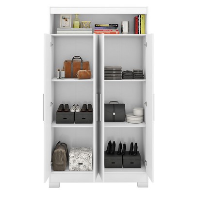 Armário Multiuso Charge 4 Portas Branco New/Rosa - Pnr Móveis