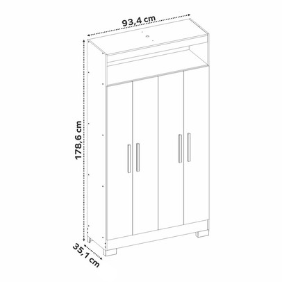 Armário Multiuso Charge 4 Portas Branco New/Rosa - Pnr Móveis