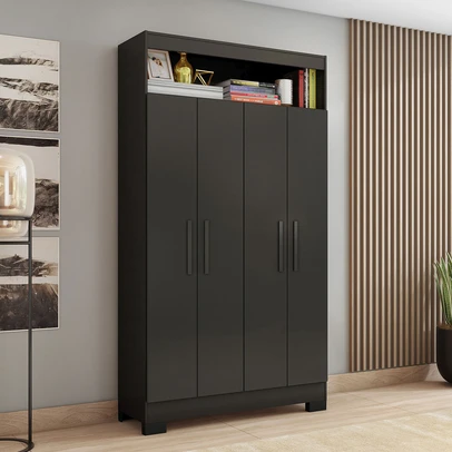 Armário Multiuso Charge 4 Portas Preto Tx - Pnr Móveis