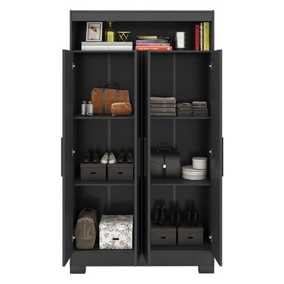 Armário Multiuso Charge 4 Portas Preto Tx - Pnr Móveis
