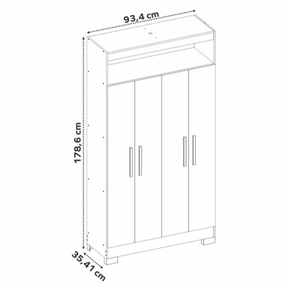 Armário Multiuso Charge 4 Portas Preto Tx - Pnr Móveis