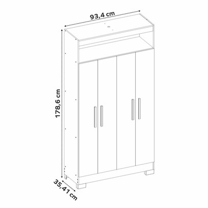 Armário Multiuso Charge 4 Portas Freijó Trend/Off White Tx - Pnr Móveis