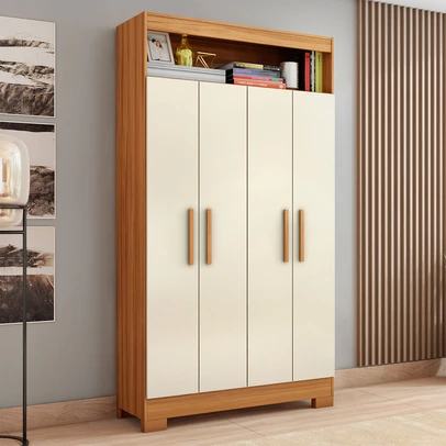 Armário Multiuso Charge 4 Portas Freijó Trend/Off White Tx - Pnr Móveis