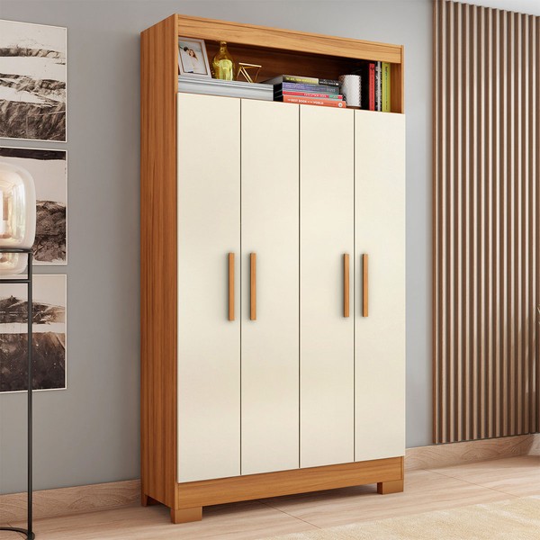 Armário Multiuso Charge 4 Portas Freijó Trend/Off White Tx - Pnr Móveis