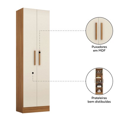 Armário Multiuso Jersey 2 Portas Freijó Trend/Off White Tx - Pnr Móveis
