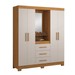 Guarda-Roupa Casal 4 Portas 3 Gavetas com Espelho Essen Freijó Trend/Off White Tx - Pnr Móveis