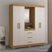 Guarda-Roupa Casal 4 Portas 3 Gavetas com Espelho Essen Freijó Trend/Off White Tx - Pnr Móveis