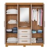 Guarda-Roupa Casal 4 Portas 3 Gavetas com Espelho Essen Freijó Trend/Off White Tx - Pnr Móveis