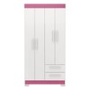 Guarda-Roupa Solteiro Dortmund 4 Portas 2 Gavetas Flex Branco New/Rosa - Pnr Móveis