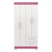 Guarda-Roupa Solteiro Dortmund 4 Portas 2 Gavetas Flex Branco New/Rosa - Pnr Móveis