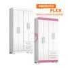 Guarda-Roupa Solteiro Dortmund 4 Portas 2 Gavetas Flex Branco New/Rosa - Pnr Móveis