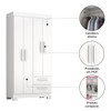 Guarda-Roupa Solteiro Dortmund 4 Portas 2 Gavetas Flex Branco New/Rosa - Pnr Móveis