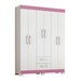 Guarda-Roupa Casal Cruz 6 Portas 2 Gavetas Flex Branco New/Rosa - Pnr Móveis