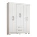 Guarda-Roupa Casal Cruz 6 Portas 2 Gavetas Flex Branco New/Rosa - Pnr Móveis