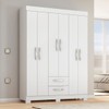 Guarda-Roupa Casal Cruz 6 Portas 2 Gavetas Flex Branco New/Rosa - Pnr Móveis