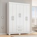 Guarda-Roupa Casal Cruz 6 Portas 2 Gavetas Flex Branco New/Rosa - Pnr Móveis