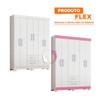 Guarda-Roupa Casal Cruz 6 Portas 2 Gavetas Flex Branco New/Rosa - Pnr Móveis