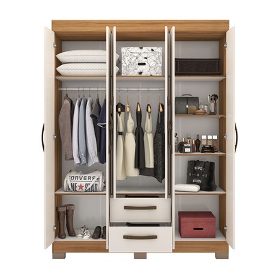 Guarda-Roupa Casal Cruz 6 Portas 2 Gavetas Freijó Trend/Off White Tx - Pnr Móveis