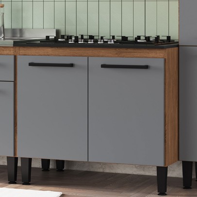 Balcão de Cozinha Giovanna 2 Portas Freijó/Cinza - Irm Móveis