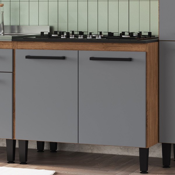 Balcão de Cozinha Giovanna 2 Portas Freijó/Cinza - Irm Móveis