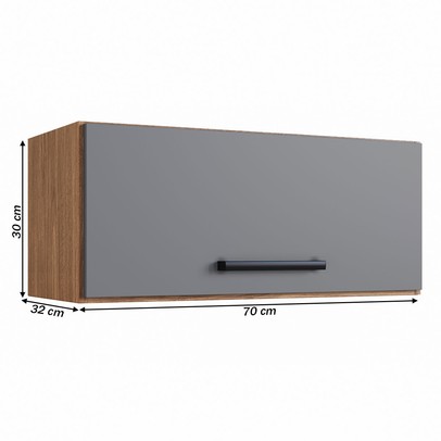 Armário Aéreo Cozinha Giovanna 1 Porta Freijó/Cinza - Irm Móveis