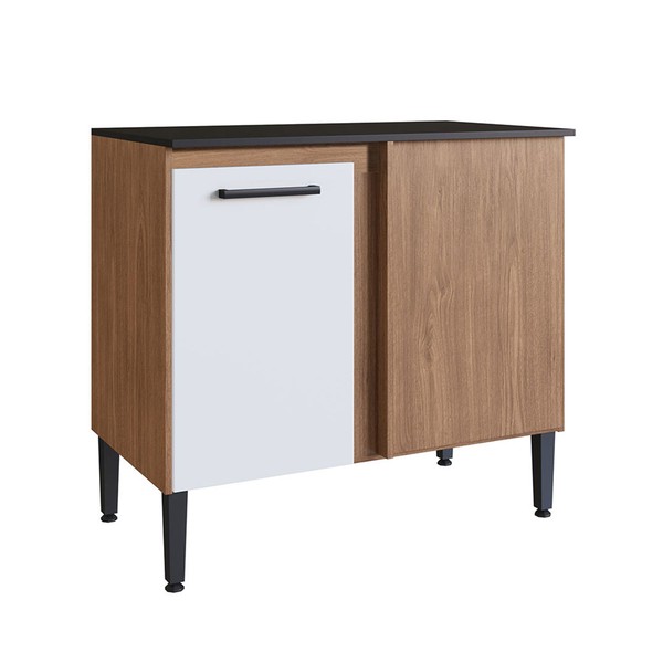 Balcão de Cozinha Giovanna 1 Porta Freijó/Branco - Irm Móveis