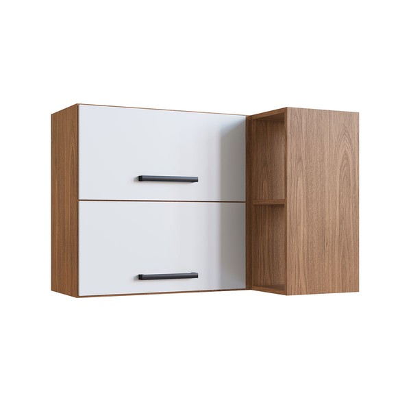 Armário Aéreo de Cozinha Giovanna 2 Portas Freijó/Branco - Irm Móveis