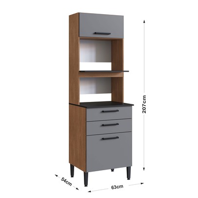 Torre Quente Giovanna 2 Portas 2 Gavetas Cinza/Freijó - Irm Móveis