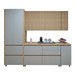Cozinha Completa Nuestra Cosas 7 Portas 6 Gavetas Ripado 100% Mdf Nature/Verde - Panorama Móveis