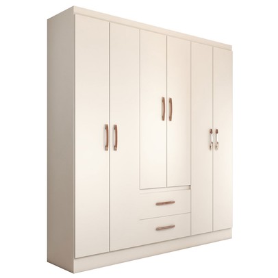 Guarda-Roupa Solteiro Belmont 6 Portas 2 Gavetas Branco - Panorama Móveis