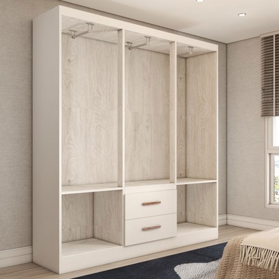 Guarda-Roupa Solteiro Belmont 6 Portas 2 Gavetas Branco - Panorama Móveis