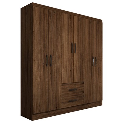 Guarda-Roupa Solteiro Belmont 6 Portas 2 Gavetas Castanho - Panorama Móveis