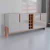 Balcão Buffet Canela 4 Portas com Adega Off White/Cedro - Panorama Móveis