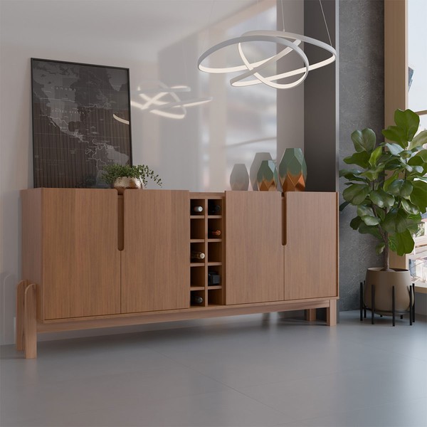 Balcão Buffet Canela 4 Portas com Adega Cedro - Panorama Móveis