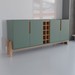 Balcão Buffet Canela 4 Portas com Adega Verde Oliva/Cedro - Panorama Móveis