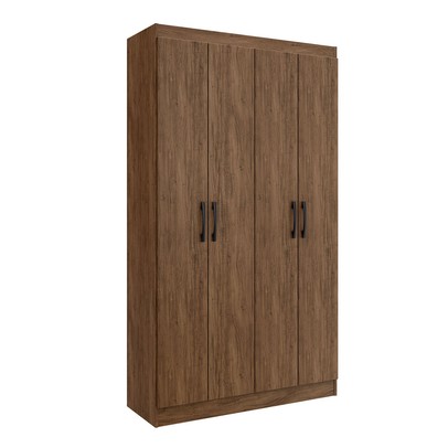 Guarda-Roupa Solteiro 4 Portas Lyon 8 Prateleiras Castanho - Pnr Móveis