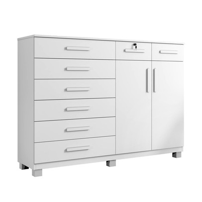 Cômoda Bali 8 Gavetas 2 Portas Branco - Pnr Móveis
