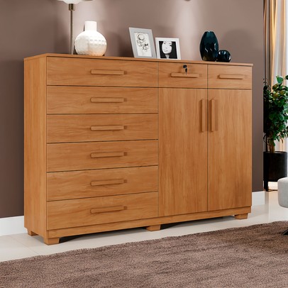 Cômoda Bali 8 Gavetas 2 Portas Cinamomo - Pnr Móveis