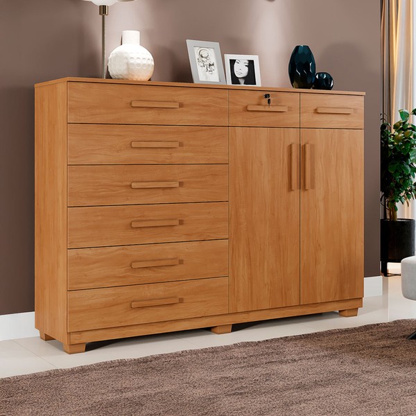 Cômoda Bali 8 Gavetas 2 Portas Cinamomo - Pnr Móveis
