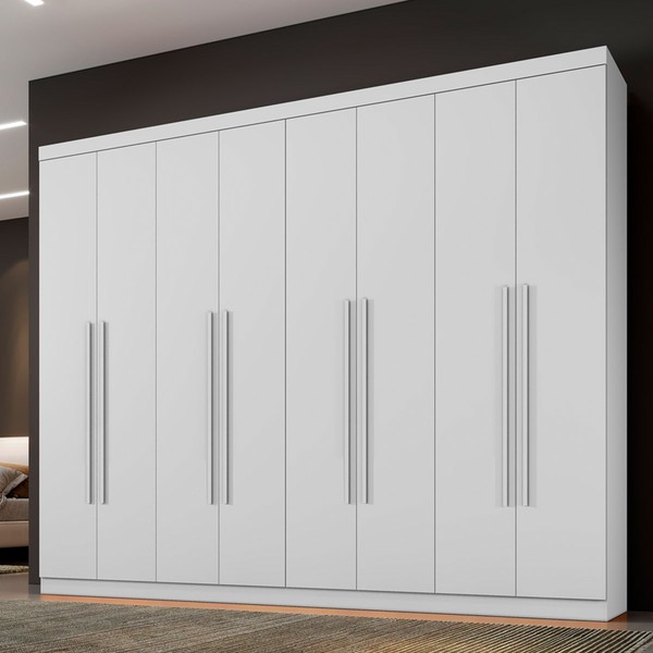 Guarda-Roupa Casal Taurus 8 Portas 4 Gavetas Branco - Pnr Móveis