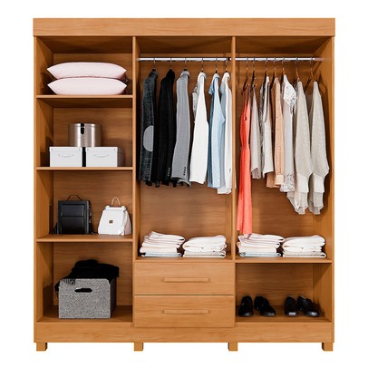 Guarda-Roupa Casal Golfo 6 Portas 2 Gavetas com Espelho Cinamomo - Pnr Móveis