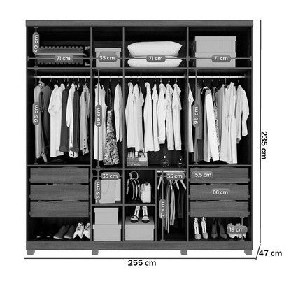 Guarda-Roupa Casal Bahrein 7 Portas 6 Gavetas Imbuia/Off White - Pnr Móveis