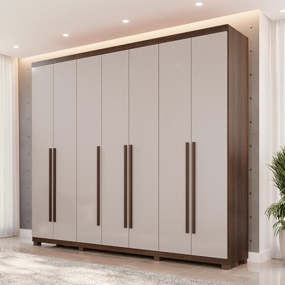 Guarda-Roupa Casal Bahrein 7 Portas 6 Gavetas Imbuia/Off White - Pnr Móveis