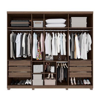 Guarda-Roupa Casal Bahrein 7 Portas 6 Gavetas Imbuia/Off White - Pnr Móveis