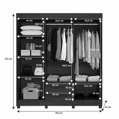 Guarda-Roupa Casal Golfo 6 Portas 2 Gavetas com Espelho Cinamomo/Off White - Pnr Móveis